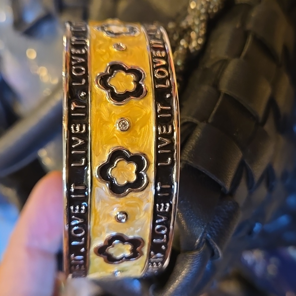 Elegant Gold and Black Floral Bangle By LAUREN G ADAMS New - Picture 2 of 3